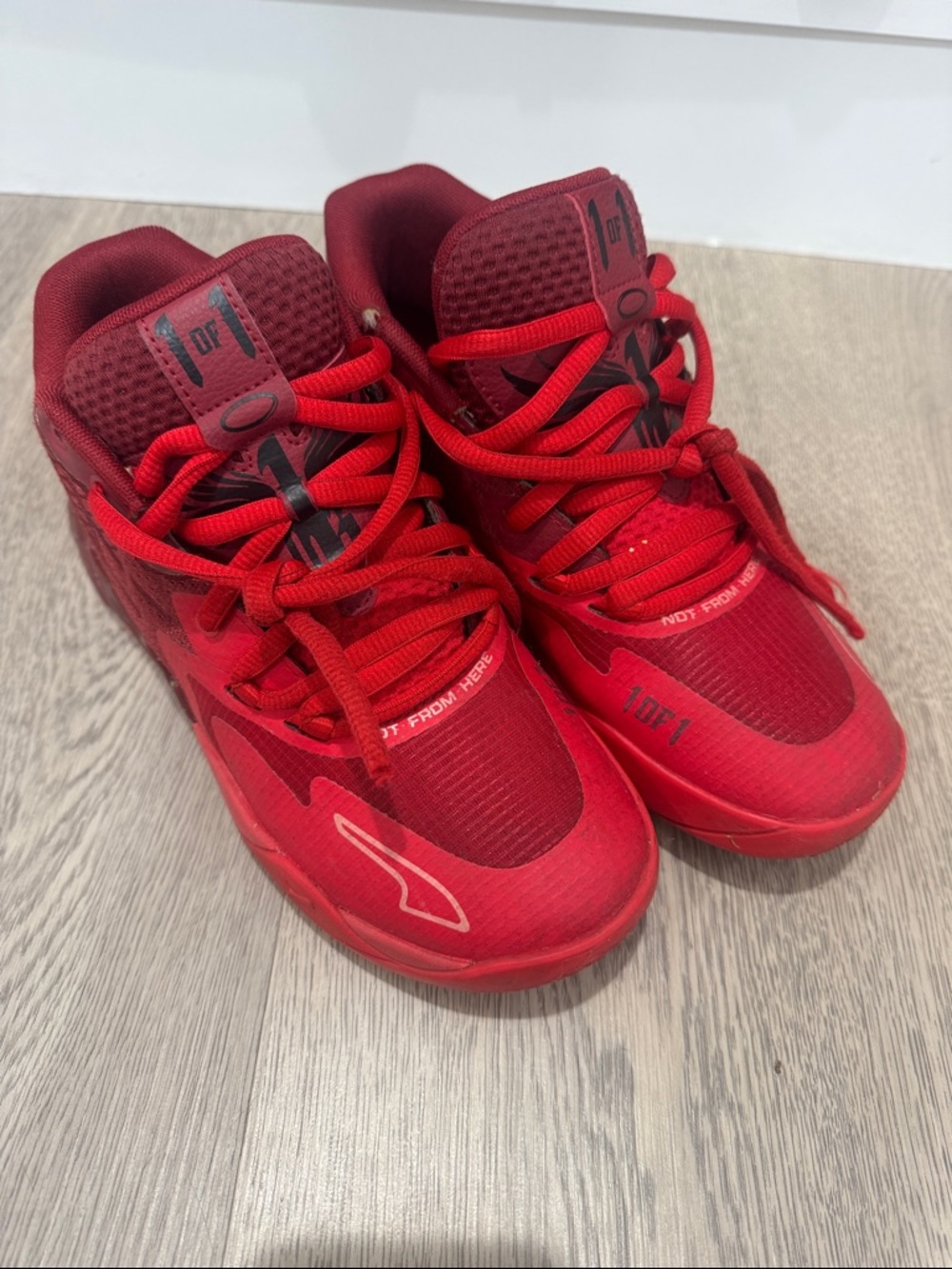 Puma Kids Red Lace-Up Sneakers